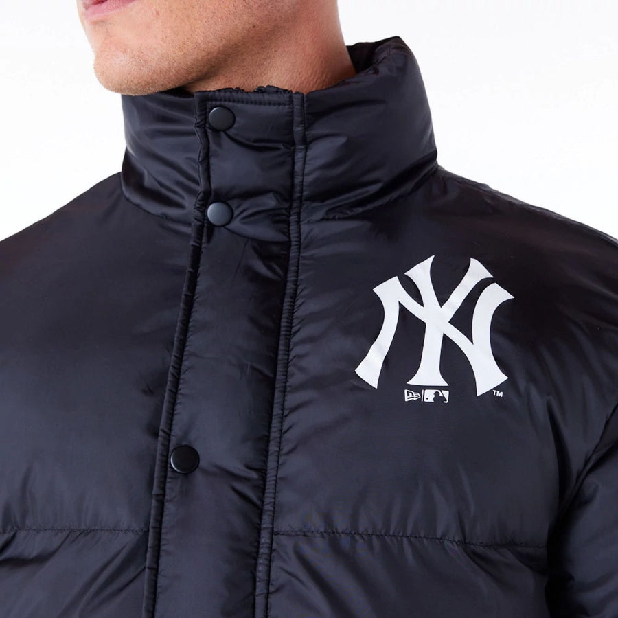 The Male model is wearing New York Yankees MLB Black Nylon Puffer Jacket  5