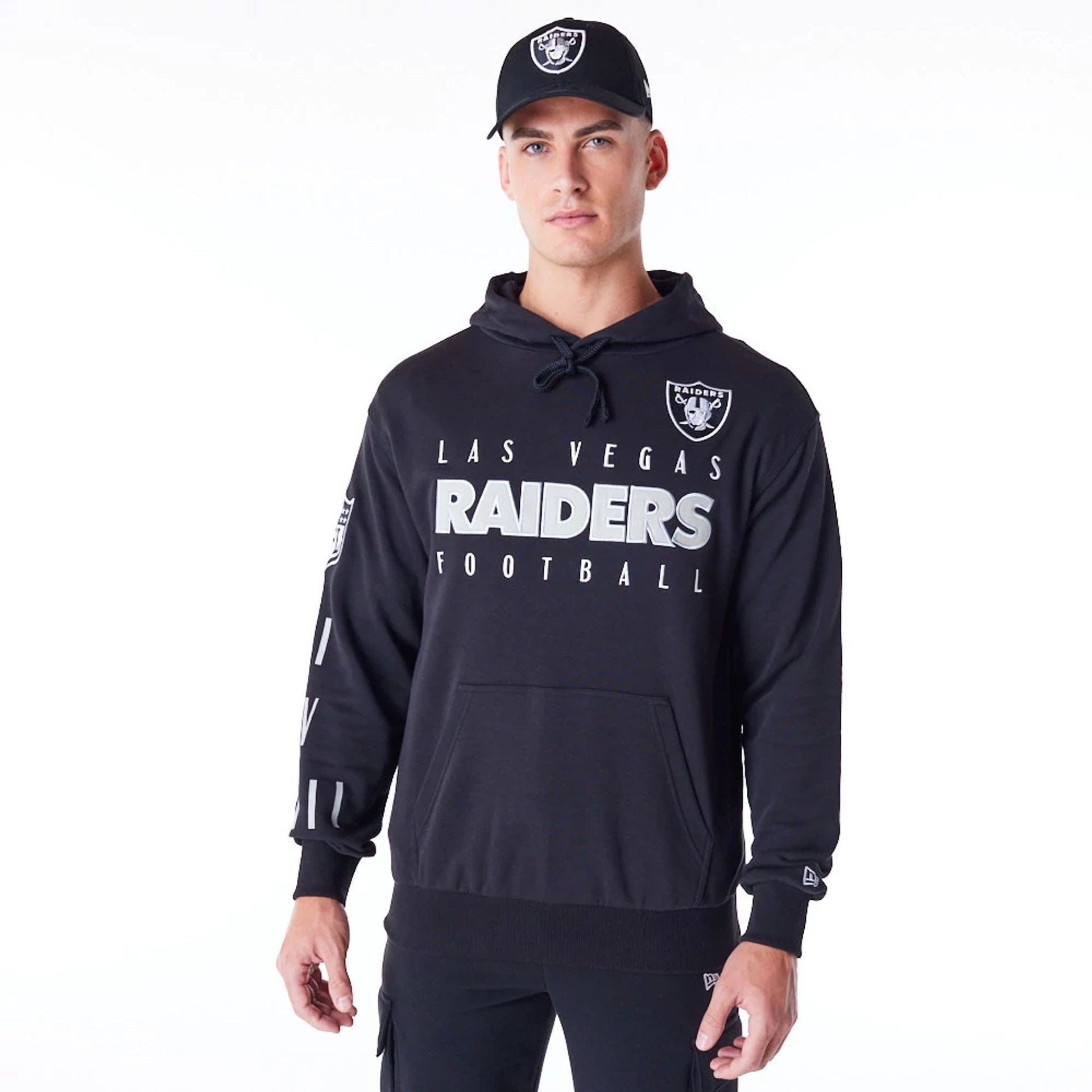 Las Vegas Raiders NFL Patch Black Oversized Pullover Hoodie