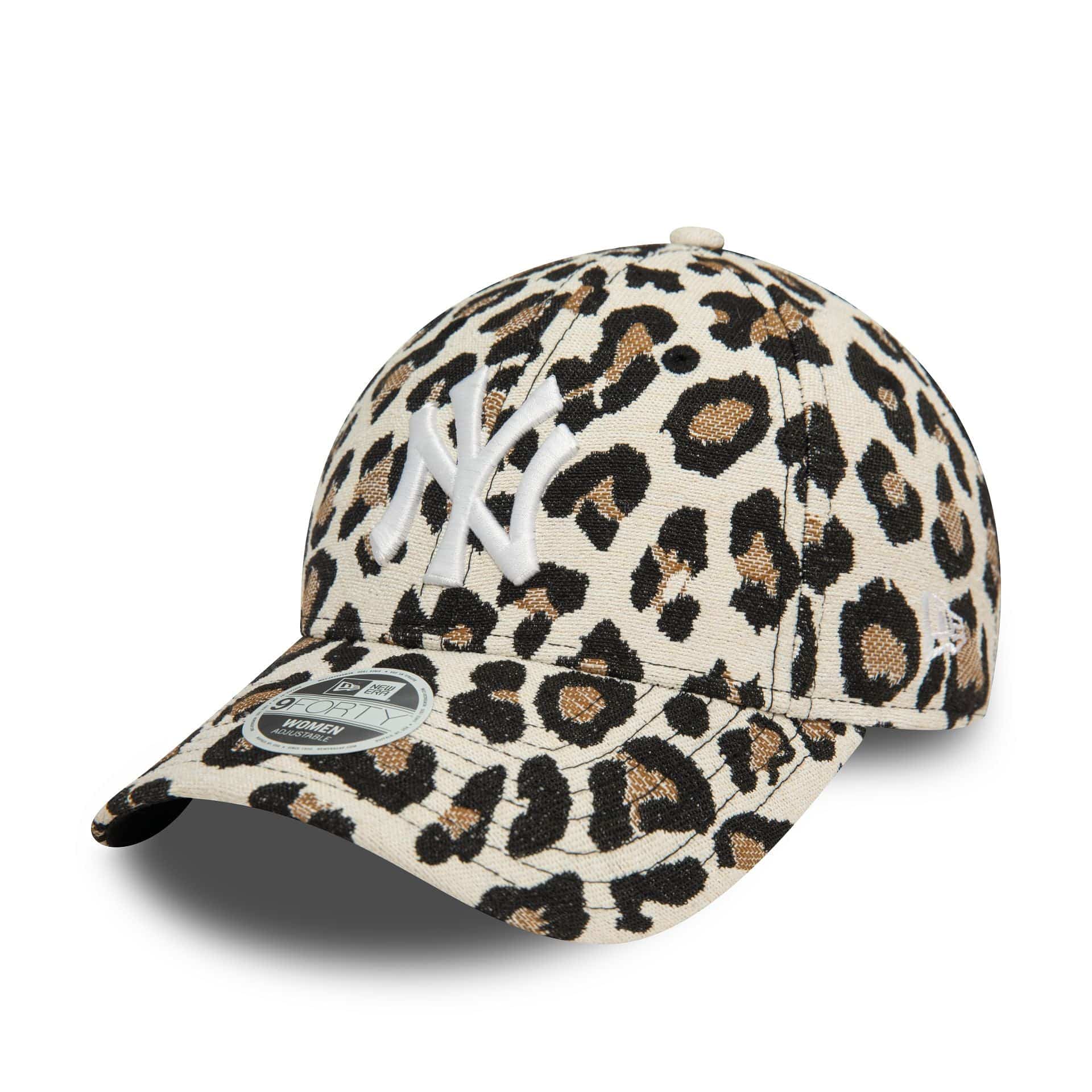 This is a New York Yankees Womens Leopard Cream 9FORTY Adjustable Cap 1