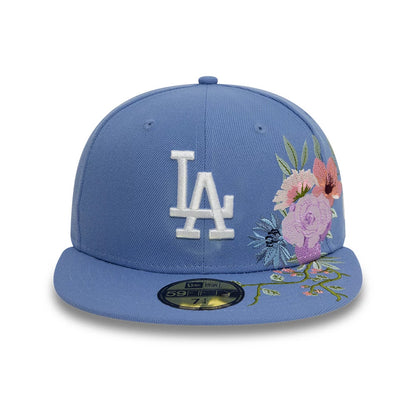 Pictured is this LA Dodgers MLB Floral Blue 59FIFTY Fitted Cap 3