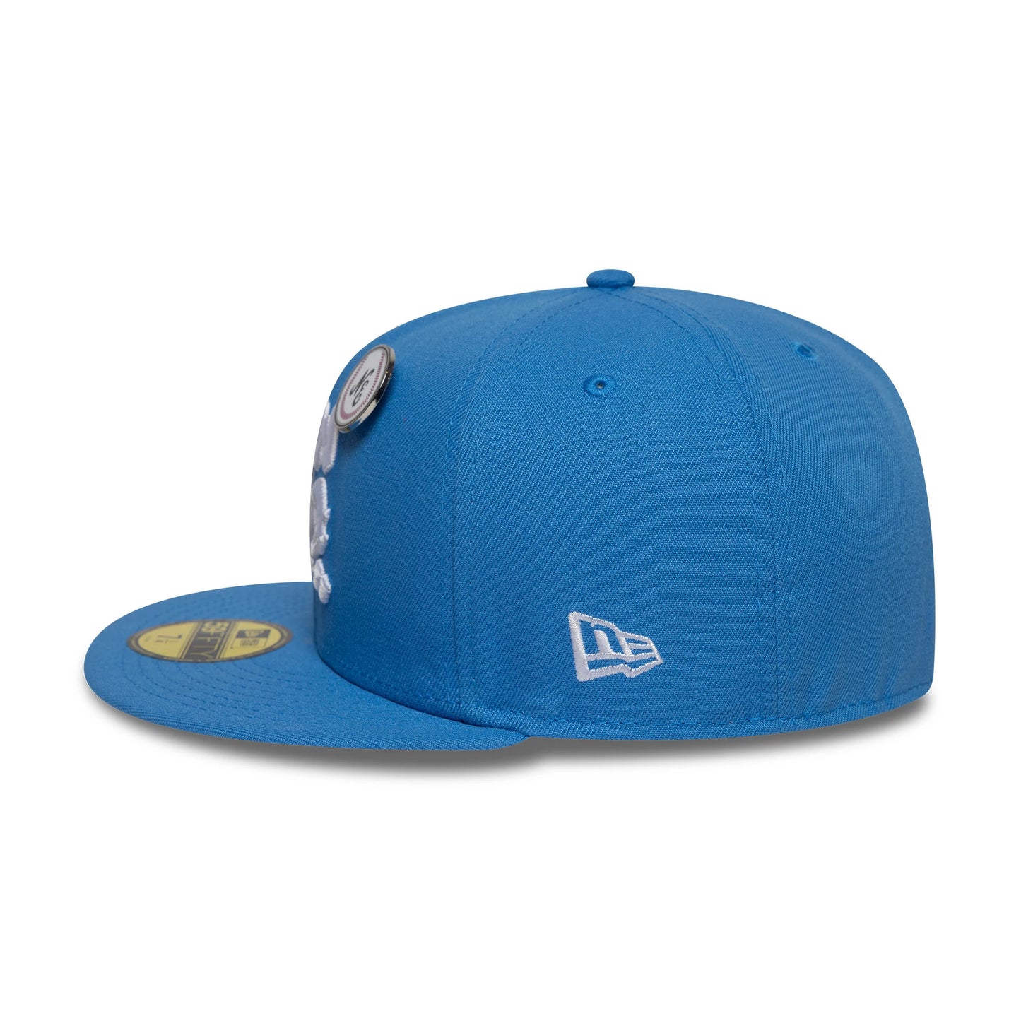This is a New Era Oversized Script Blue 59FIFTY Fitted Cap 5