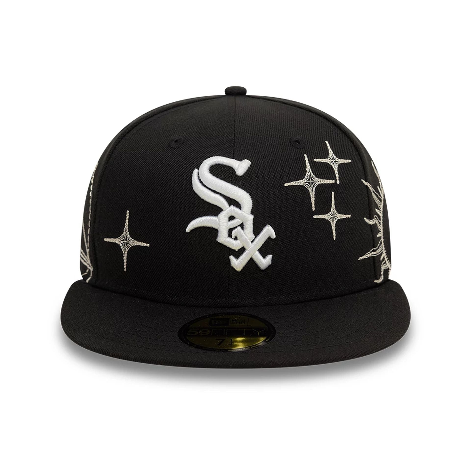 Pictured is this Chicago White Sox MLB Zodiac Black 59FIFTY Fitted Cap 2
