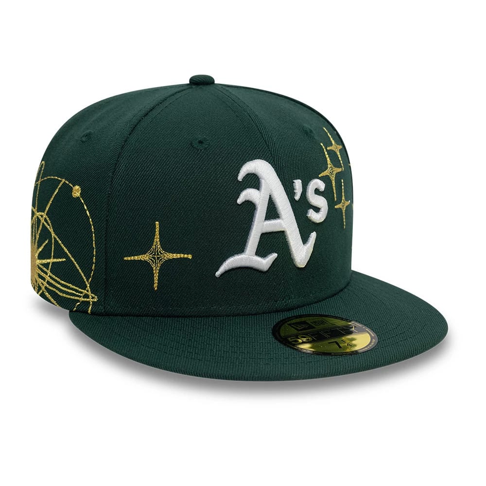 Pictured is this Oakland Athletics MLB Zodiac Dark Green 59FIFTY Fitted Cap 4