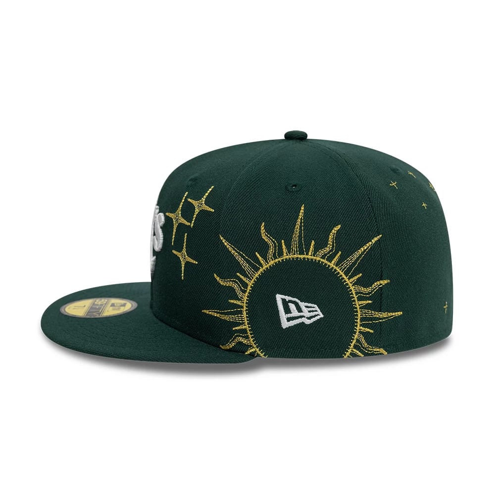 Pictured is this Oakland Athletics MLB Zodiac Dark Green 59FIFTY Fitted Cap 7
