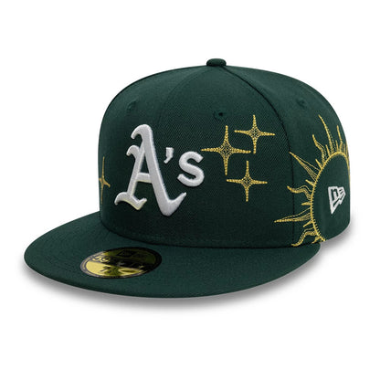 Pictured is this Athletics MLB Zodiac Dark Green 59FIFTY Fitted Cap 1