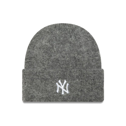 This is a New York Yankees Womens Grey Wide Cuff Knit Beanie Hat  1