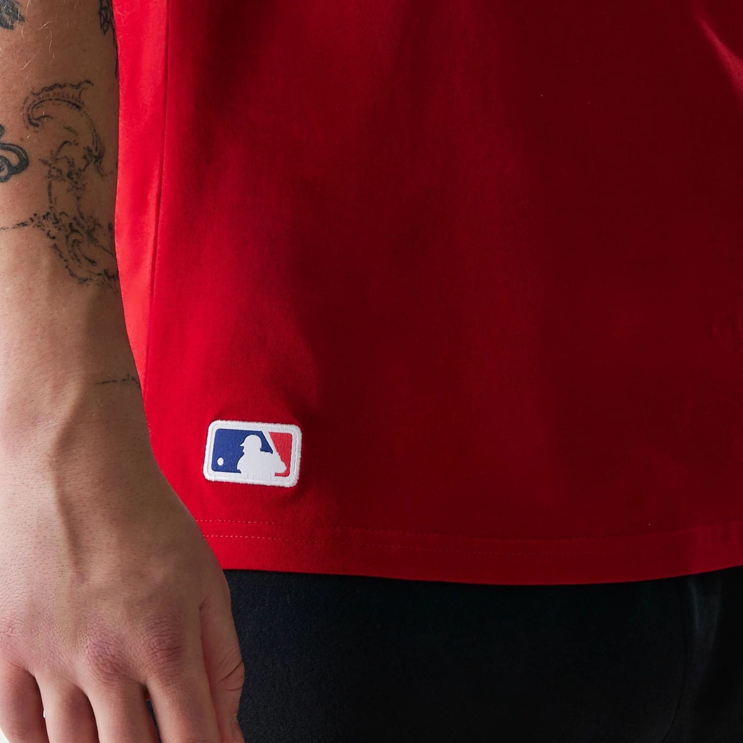 The Male model is wearing New York Yankees MLB Regular Red T-Shirt 5