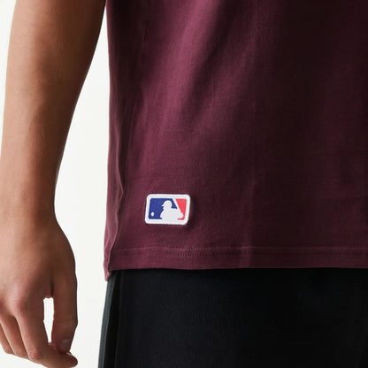 The Male model is wearing New York Yankees MLB Regular Dark Purple T-Shirt 5