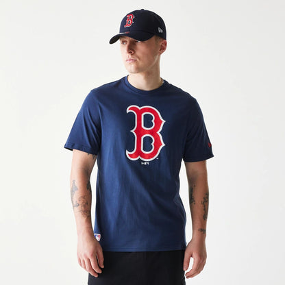 The Male model is wearing Boston Red Sox MLB Regular Dark Blue T-Shirt 1