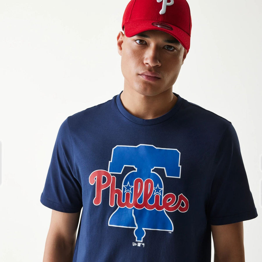 The Male model is wearing Philadelphia Phillies MLB Regular Dark Blue T-Shirt 3