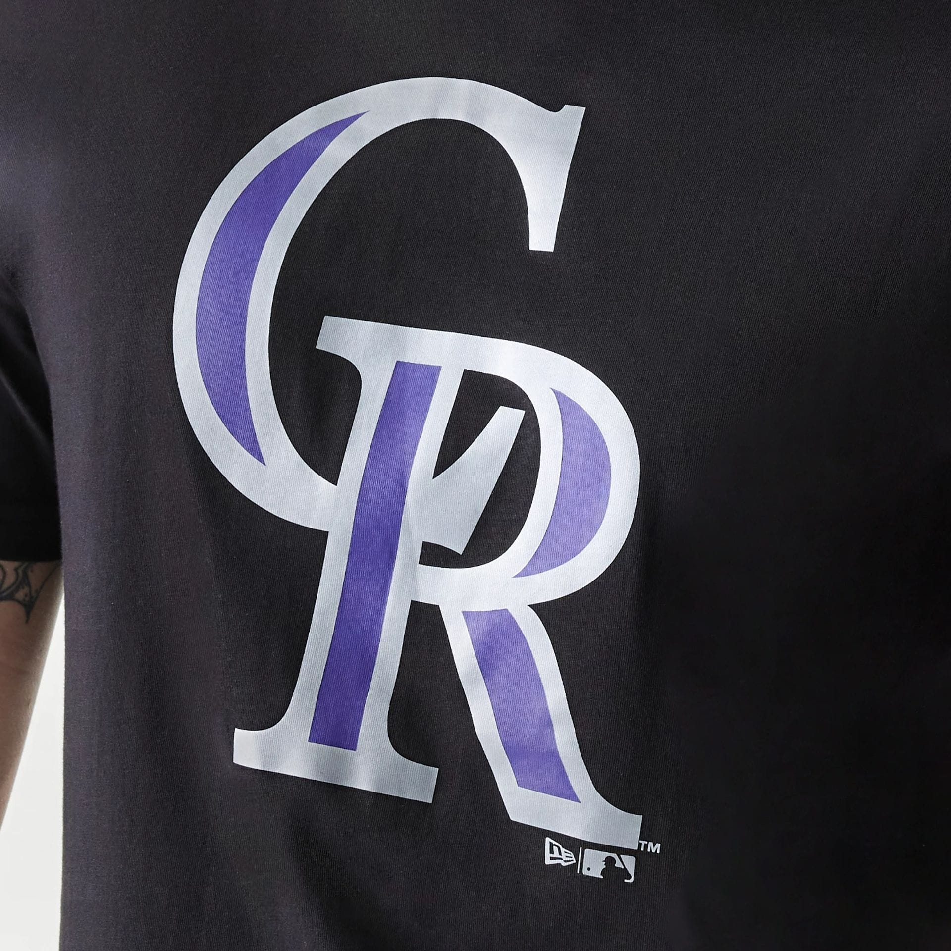 The Male model is wearing Colorado Rockies MLB Regular Black T-Shirt 4
