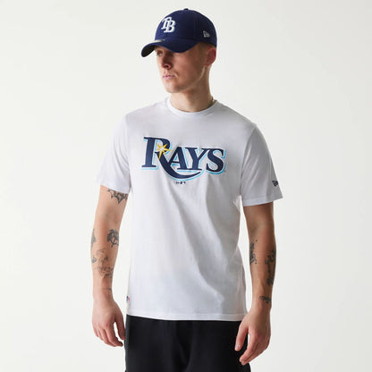 The Male model is wearing Tampa Bay Rays MLB Regular White T-Shirt 1
