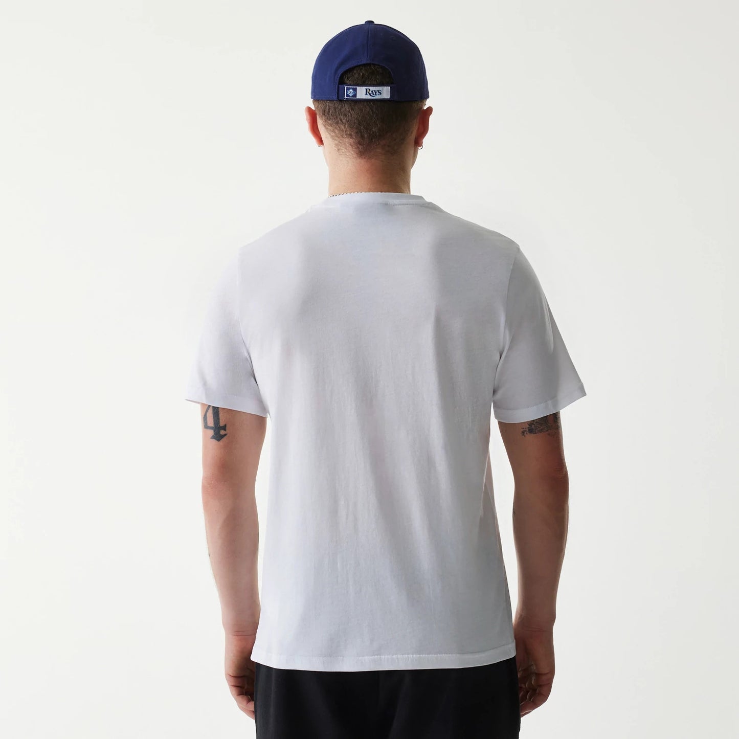 The Male model is wearing Tampa Bay Rays MLB Regular White T-Shirt 2