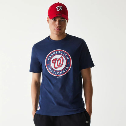 The Male model is wearing Washington Nationals MLB Regular Dark Blue T-Shirt 1