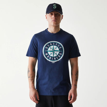 The Male model is wearing Seattle Mariners MLB Regular Dark Blue T-Shirt 1
