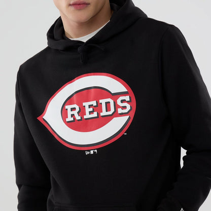 The Male model is wearing Cincinnati Reds MLB Black Pullover Hoodie 4
