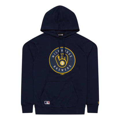 The Male model is wearing Milwaukee Brewers MLB Regular Dark Blue Pullover Hoodie 1