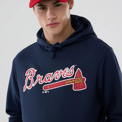 The Male model is wearing Atlanta Braves MLB Dark Blue Pullover Hoodie 3
