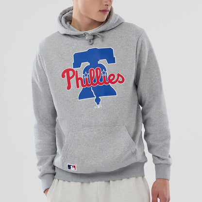 The Male model is wearing Philadelphia Phillies MLB Grey Pullover Hoodie 5