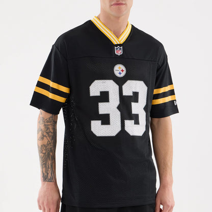 The Male model is wearing Pittsburgh Steelers NFL Mesh Black Mesh Jersey 4