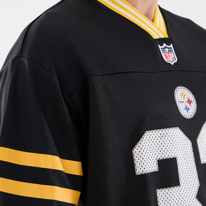 The Male model is wearing Pittsburgh Steelers NFL Mesh Black Mesh Jersey 3