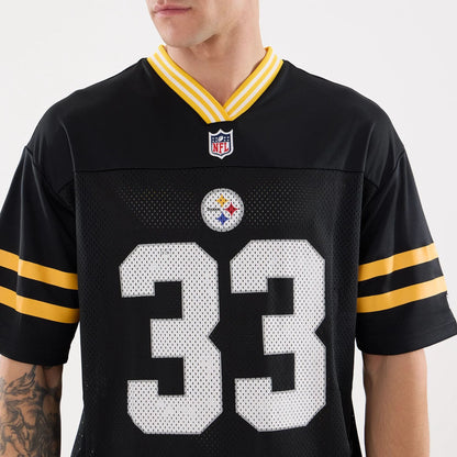 The Male model is wearing Pittsburgh Steelers NFL Mesh Black Mesh Jersey 6