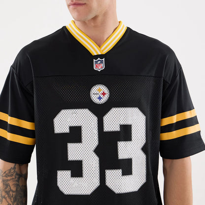 The Male model is wearing Pittsburgh Steelers NFL Mesh Black Mesh Jersey 6