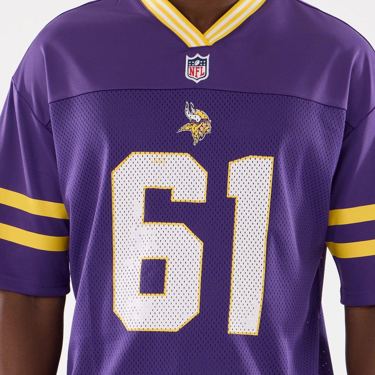 The Male model is wearing Minnesota Vikings NFL Mesh Purple Mesh Jersey 6