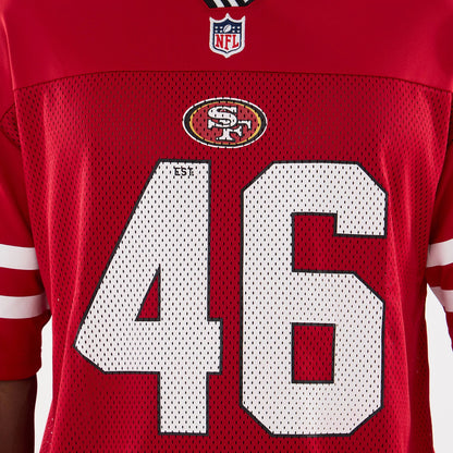 The Male model is wearing San Francisco 49ers NFL Mesh Red Mesh Jersey 3