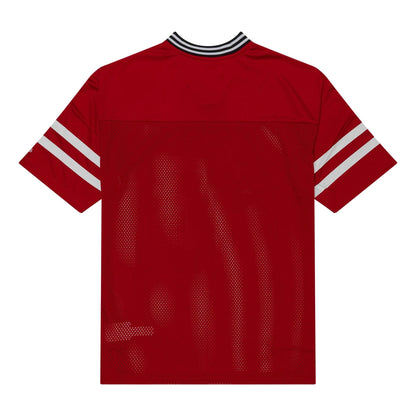 The Male model is wearing San Francisco 49ers NFL Mesh Red Mesh Jersey 2