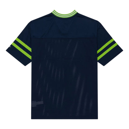 The Male model is wearing Seattle Seahawks NFL Mesh Dark Blue Mesh Jersey 2