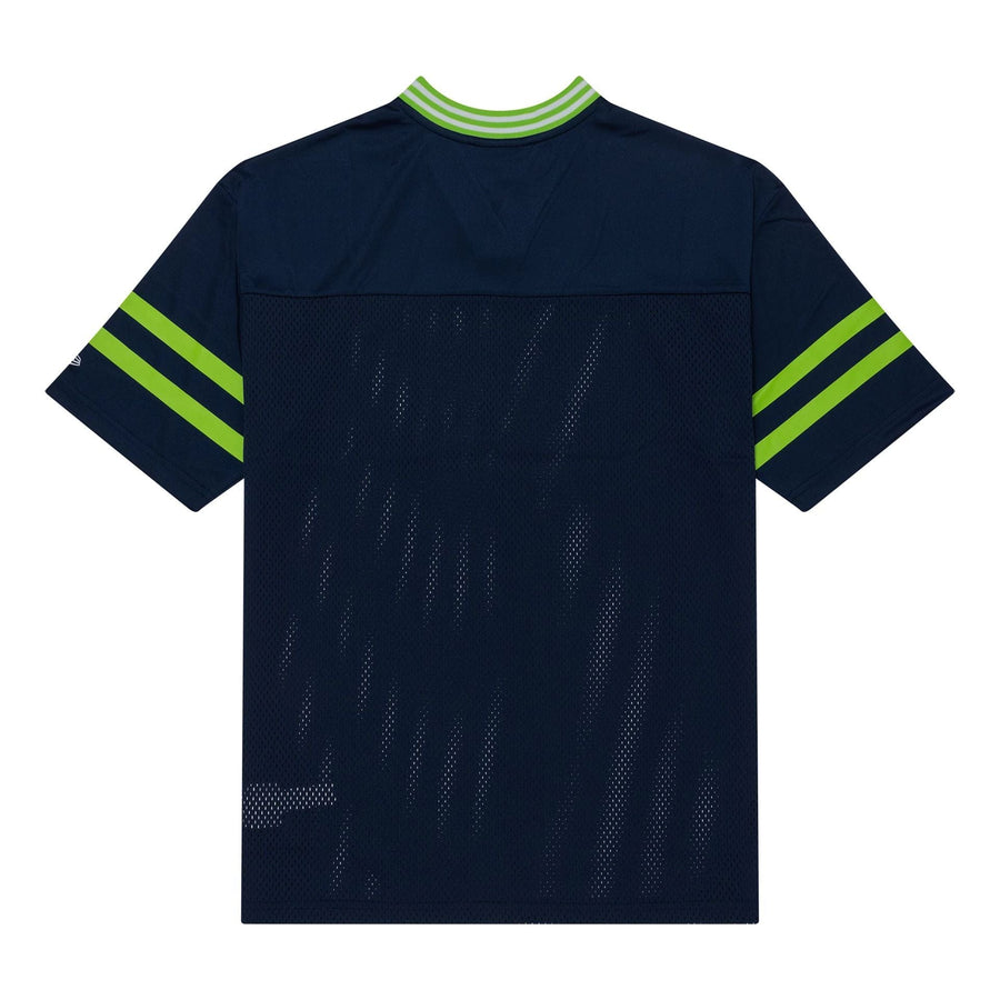 The Male model is wearing Seattle Seahawks NFL Mesh Dark Blue Mesh Jersey 2