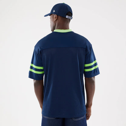 The Male model is wearing Seattle Seahawks NFL Mesh Dark Blue Mesh Jersey 2
