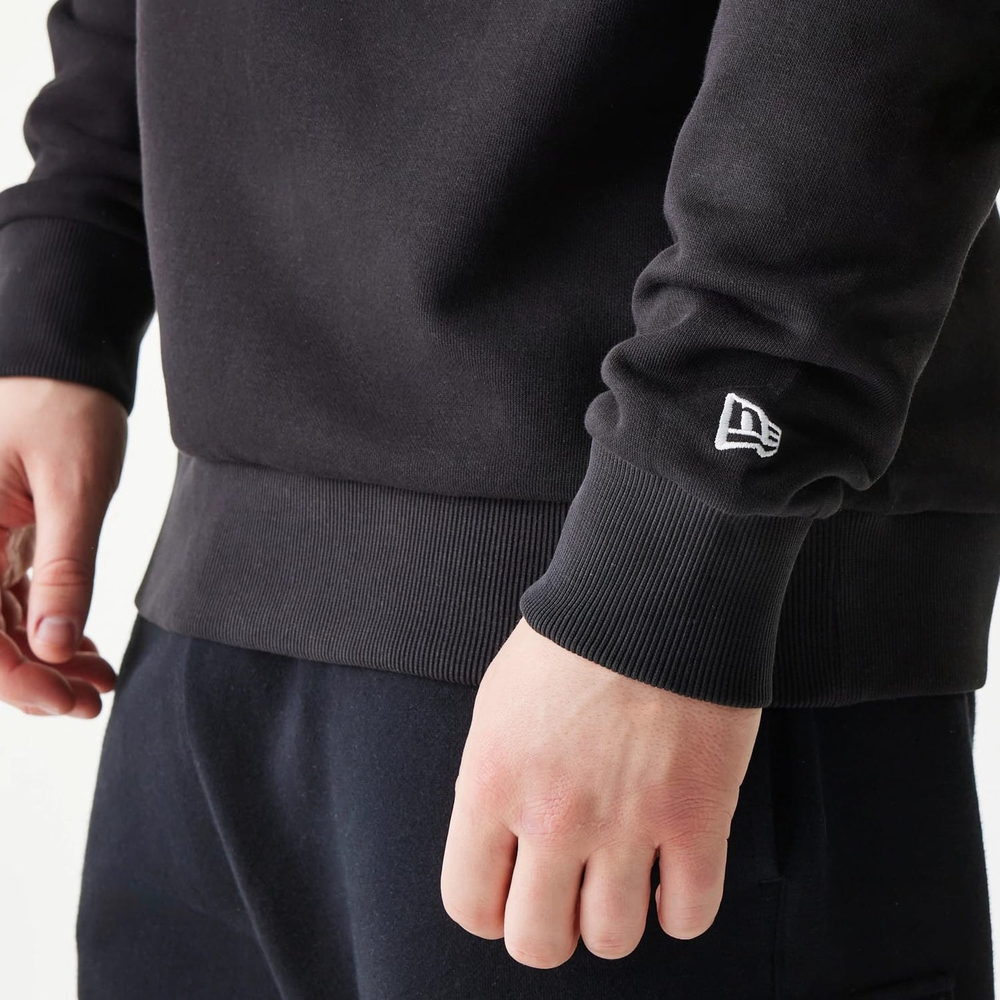 The Male model is wearing New York Yankees MLB Regular Black Crew Neck Sweater 6