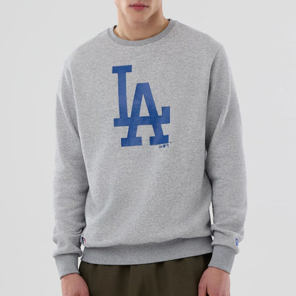 The Male model is wearing LA Dodgers MLB Grey Crew Neck Sweater 3