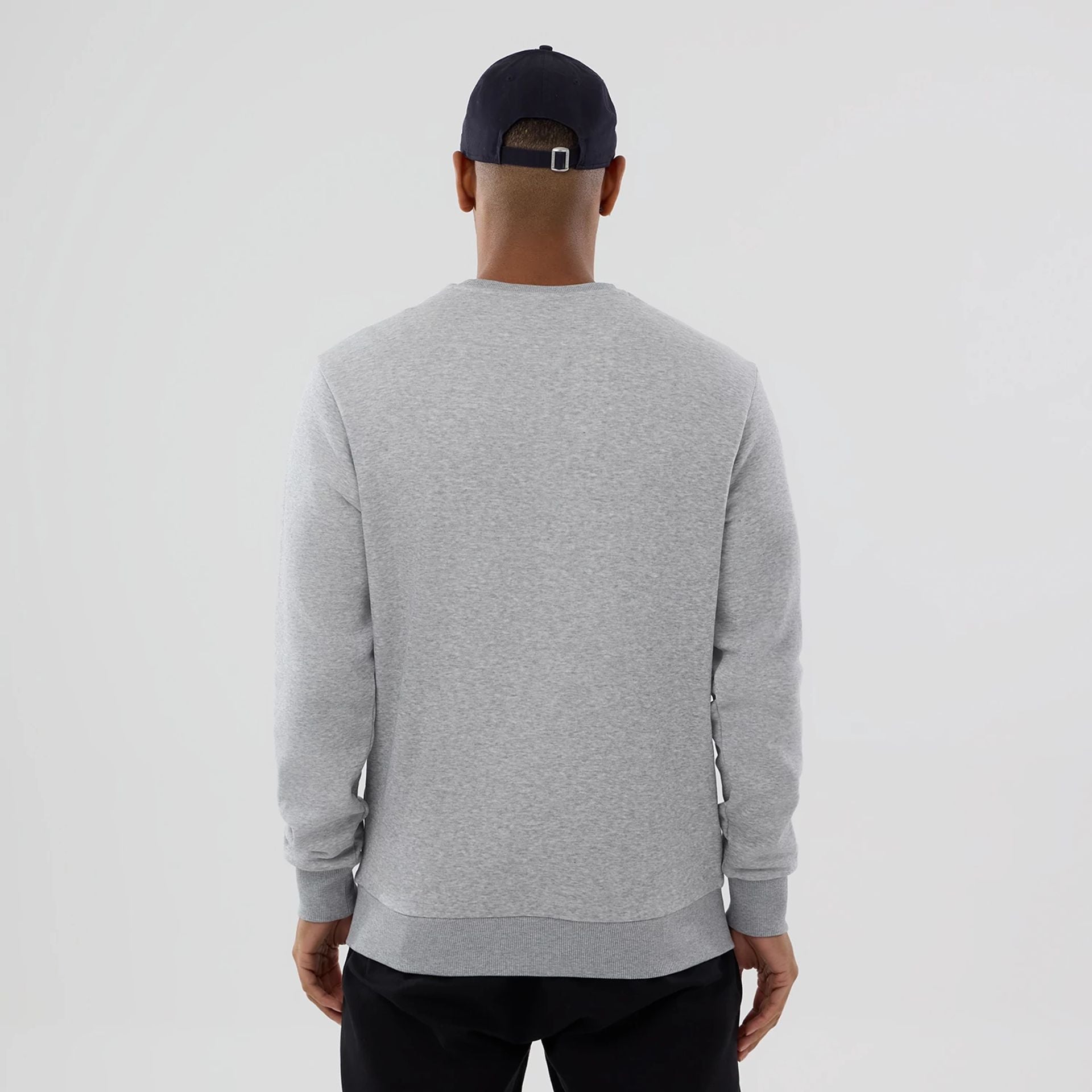 The Male model is wearing MLB Generic Logo Grey Crew Neck Sweater 2