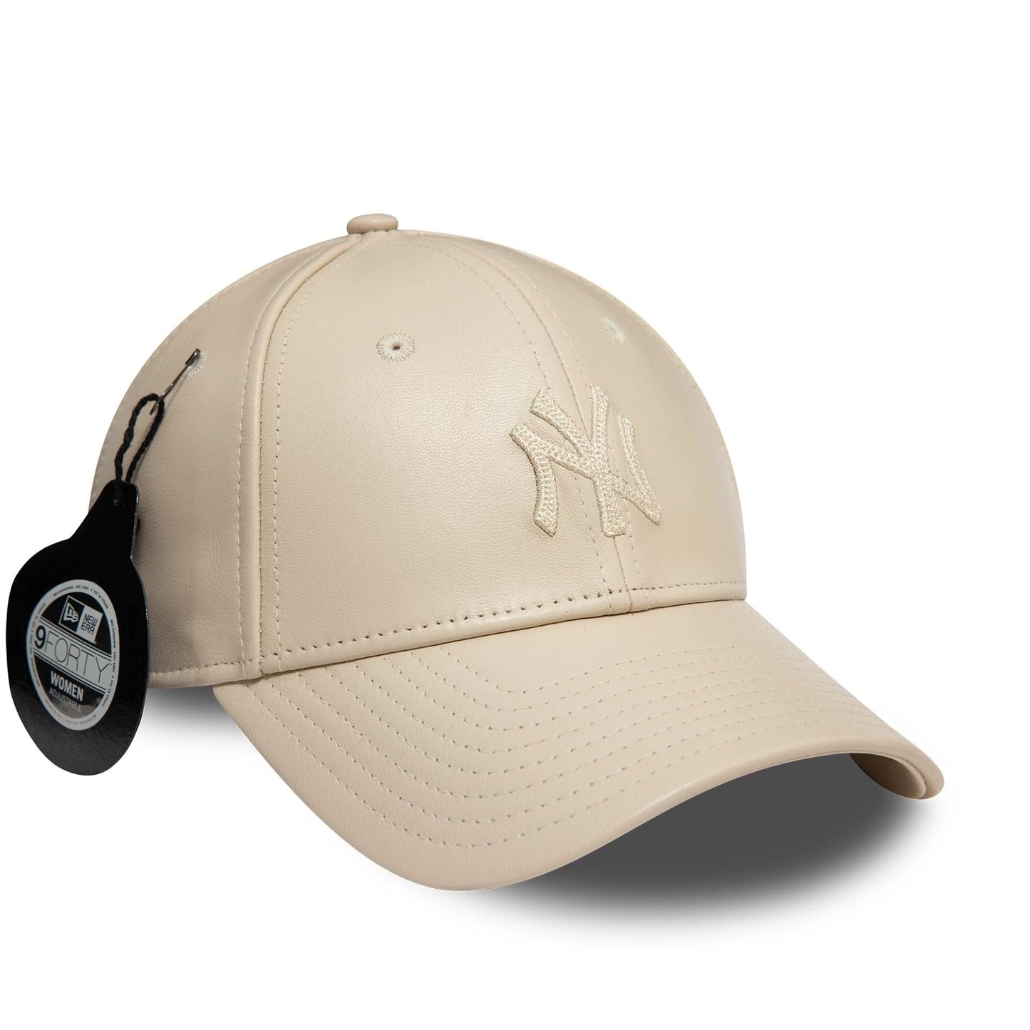 This is a New York Yankees Womens Leather Cream 9FORTY Adjustable Cap 1