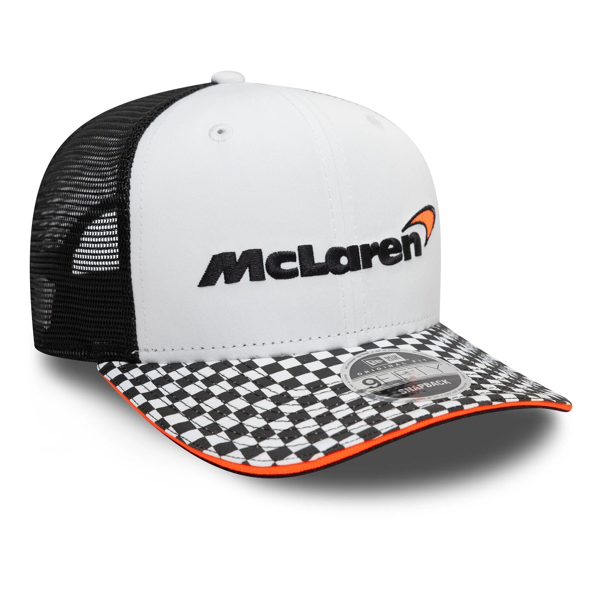 This is a McLaren Racing Checkered Visor White 9FIFTY Original Fit Snapback Adjustable Cap 3