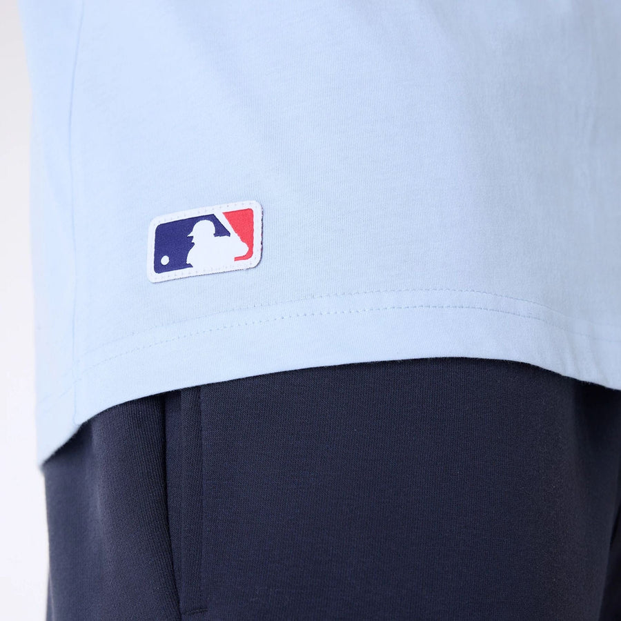 The Male model is wearing Detroit Tigers MLB League Essential Pastel Blue Oversized T-Shirt 7