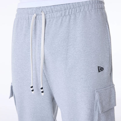 The Male model is wearing New Era Script Grey Fleece Joggers 5