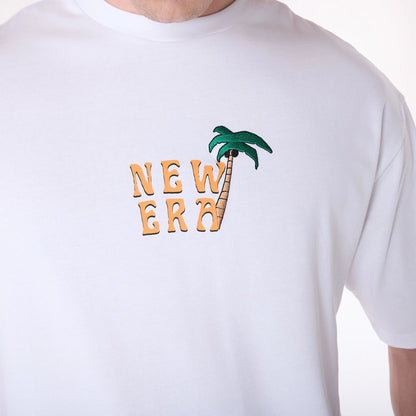 The Male model is wearing New Era Drink Graphic White Oversized T-Shirt 3