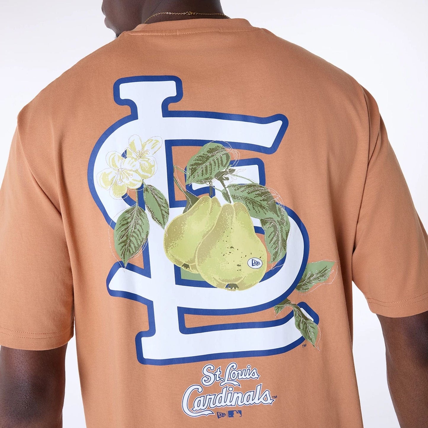 The Male model is wearing St. Louis Cardinals MLB Fruit Dark Beige T-Shirt 4