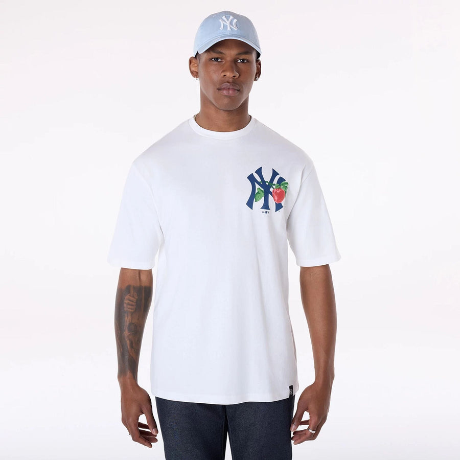 The Male model is wearing New York Yankees MLB Fruit Open White T-Shirt 5