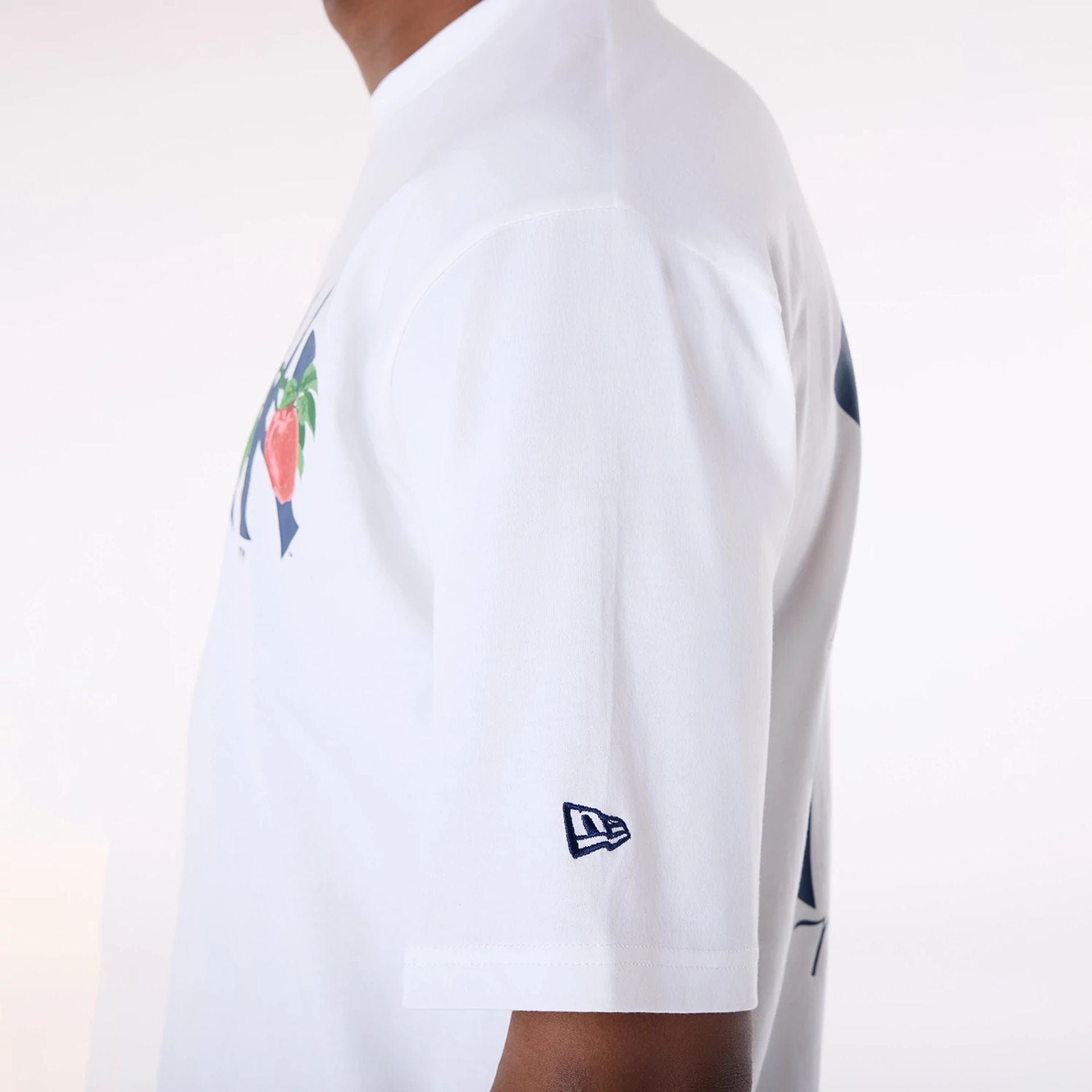 The Male model is wearing New York Yankees MLB Fruit Open White T-Shirt 6