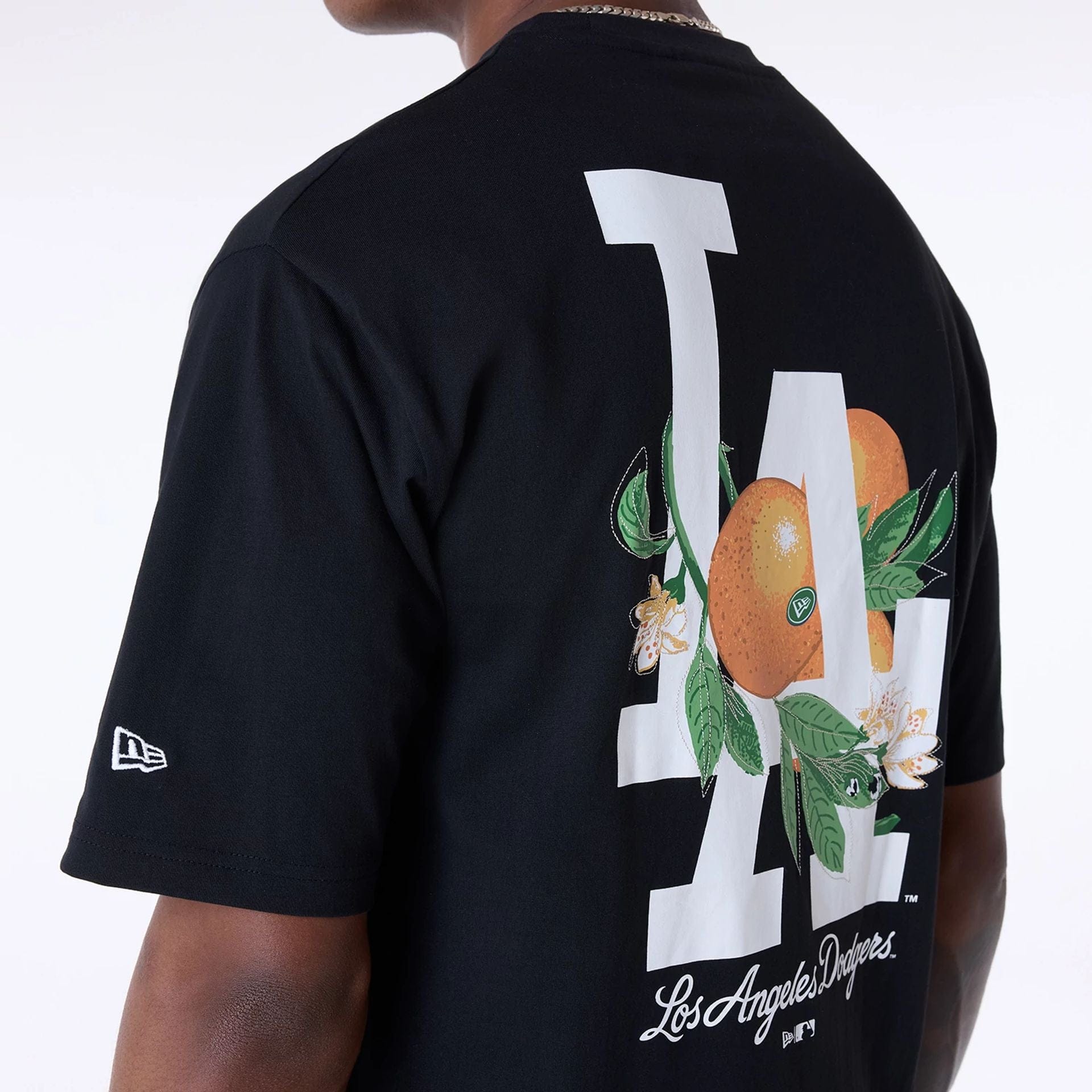 The Male model is wearing LA Dodgers MLB Fruit Black T-Shirt 6