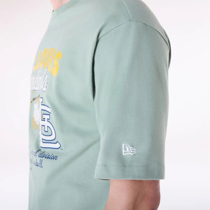 The Male model is wearing St. Louis Cardinals MLB Fruit Pastel Green T-Shirt 7