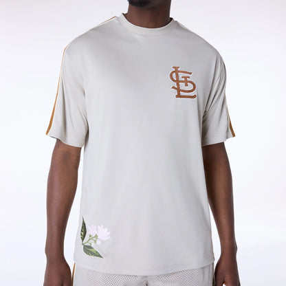 The Male model is wearing St. Louis Cardinals MLB Floral Open White Oversized T-Shirt 7