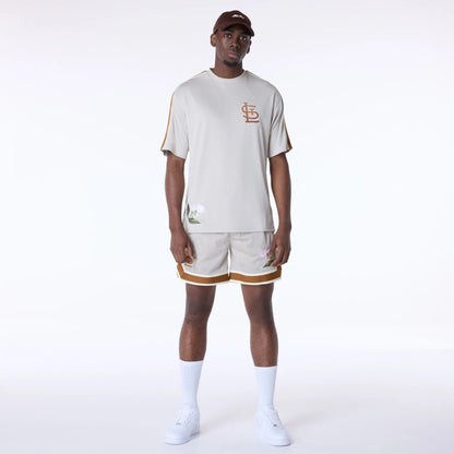 The Male model is wearing St. Louis Cardinals MLB Floral Open White Oversized T-Shirt 4