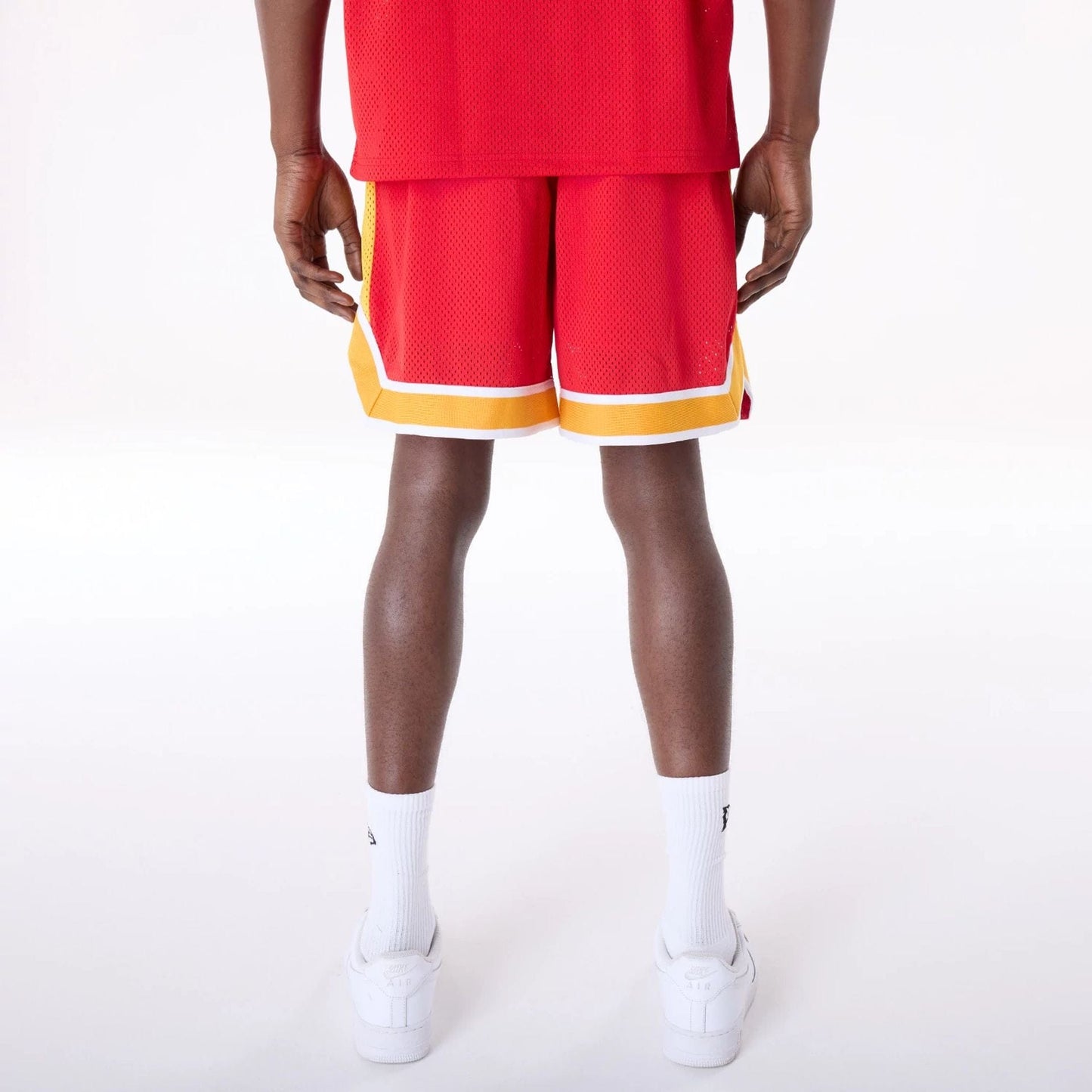 The Male model is wearing Kansas City Chiefs NFL Mesh Red Shorts 5