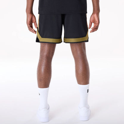The Male model is wearing San Francisco 49ers NFL Mesh Black Shorts 2